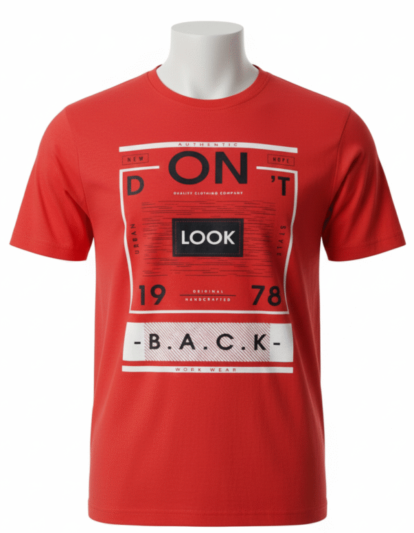 Men's Red Graphic T-Shirt: "DON'T LOOK BACK" Urban Style