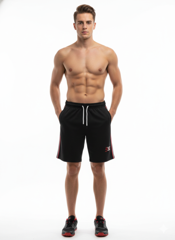 Boys' Athletic Shorts - Black with Contrast Side Stripes